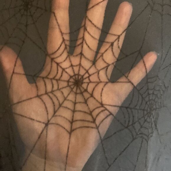 Long sleeve sheer spider web top- Halloween shirt- Size large - Picture 3 of 7